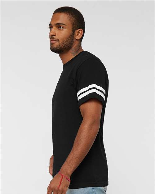 Men's Football Fine Jersey Tee – On Model – Side