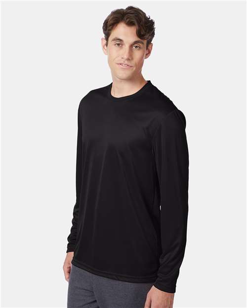 Unisex Cool DRI® Long Sleeve Performance T-Shirt – On Model – Side