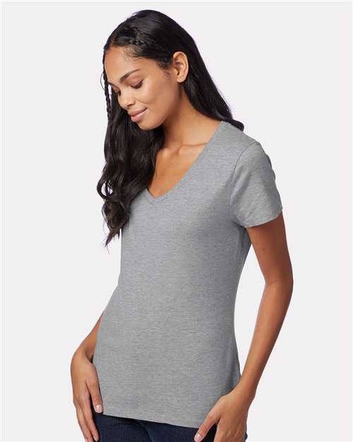 Women's Perfect-T V-Neck T-Shirt – On Model – Side