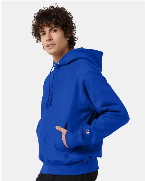 Unisex Reverse Weave® Hooded Sweatshirt – On Model – Side