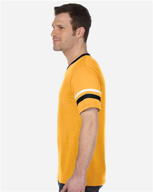 V-Neck Jersey with Striped Sleeves