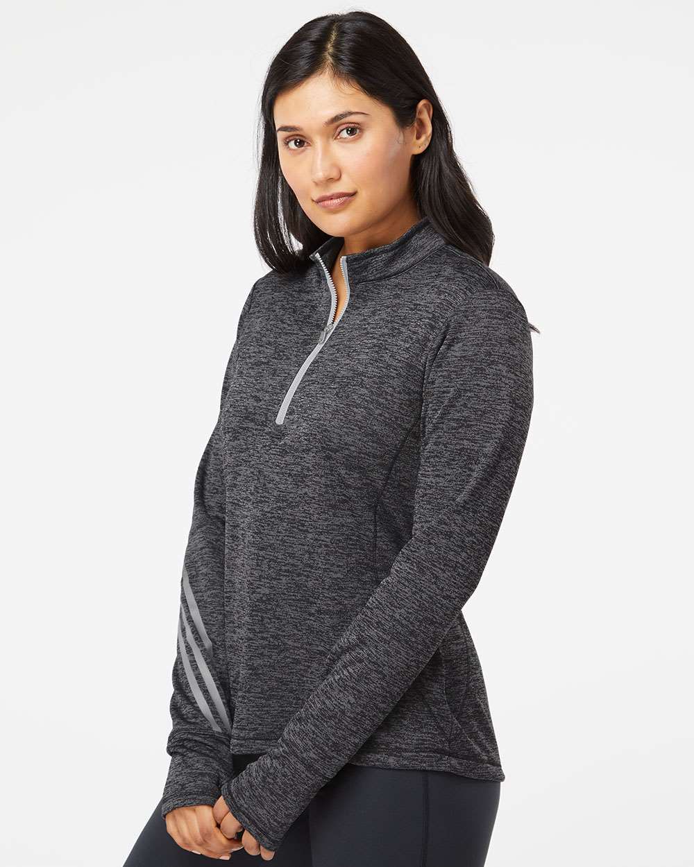 Adidas A285 - Women's Brushed Terry Heathered Quarter-Zip Pullover