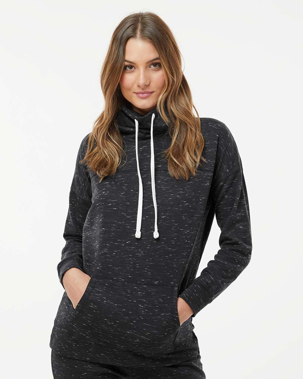 J. America 8673 - Women's Mélange Fleece Cowl Neck Sweatshirt