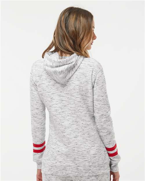 Women’s Mélange Fleece Striped-Sleeve Hooded Sweatshirt