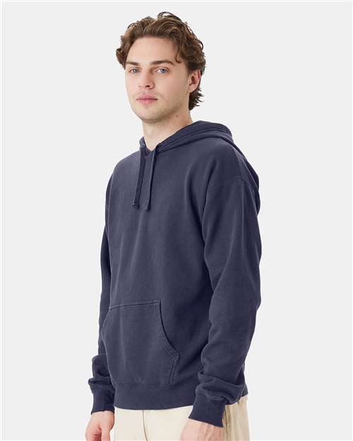 Unisex Garment-Dyed Hooded Sweatshirt – On Model – Side