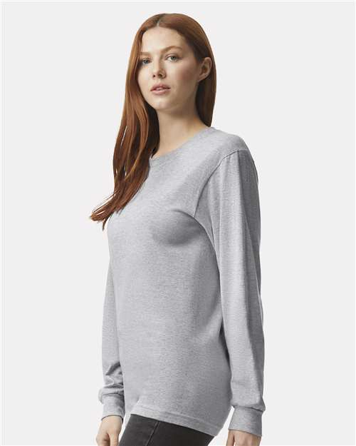 Unisex Fine Jersey Long Sleeve Tee – On Model – Side