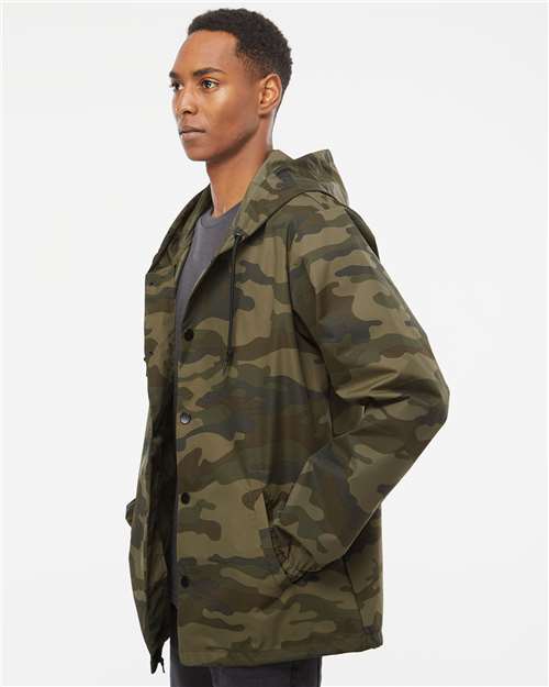 Men's Water-Resistant Hooded Windbreaker – On Model – Side