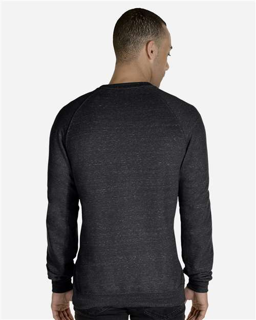 Unisex Snow Heather French Terry Crewneck Sweatshirt – On Model – Back