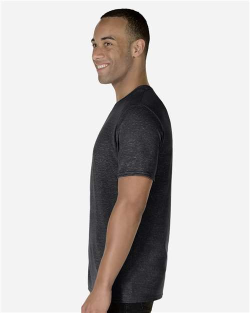 Unisex Snow Heather Jersey T-Shirt – On Model – Side