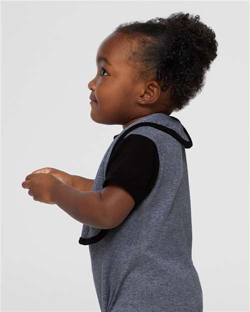 Infant Contrast Trim Premium Jersey Bib – On Model – Side