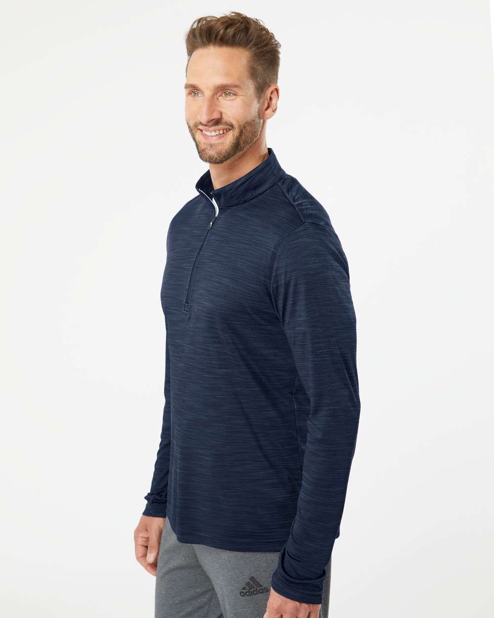 adidas A475 Men's Light Mélange 1/4-Zip Pullover | S&S
