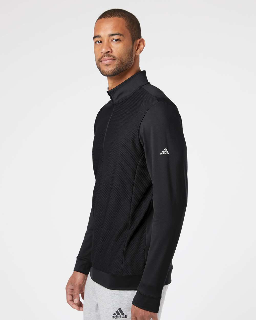 Adidas A295 - Men's Textured Quarter-Zip Pullover