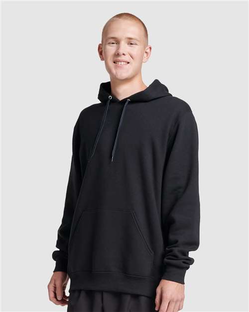 Unisex Eco™ Premium Blend Ring-Spun Hooded Sweatshirt – On Model – Side