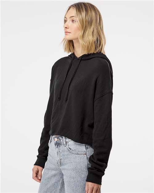 Women’s Lightweight Crop Hooded Sweatshirt – On Model – Side