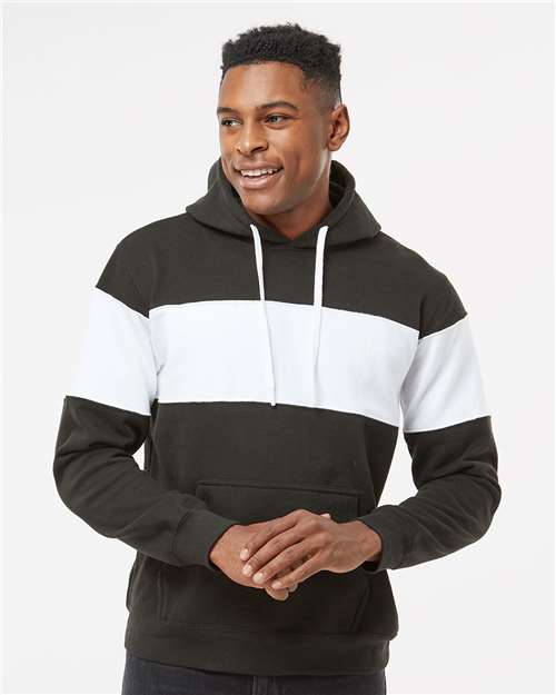 J. America 8644 - Men's Varsity Fleece Colorblocked Hooded Sweatshirt