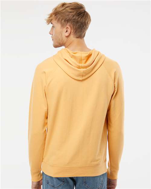 Unisex Icon Lightweight Loopback Terry Hooded Sweatshirt – On Model – Back