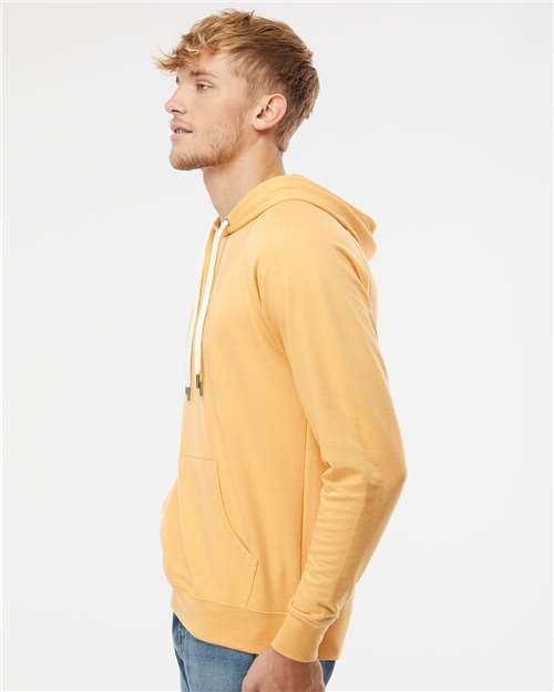 Unisex Icon Lightweight Loopback Terry Hooded Sweatshirt – On Model – Side