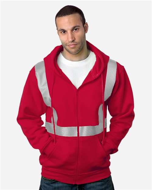 USA-Made Hi-Visibility Full-Zip Hooded Sweatshirt - Segmented Tape