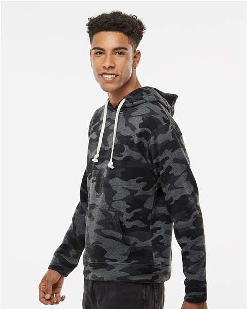 Men's Triblend Fleece Hooded Sweatshirt – On Model – Side