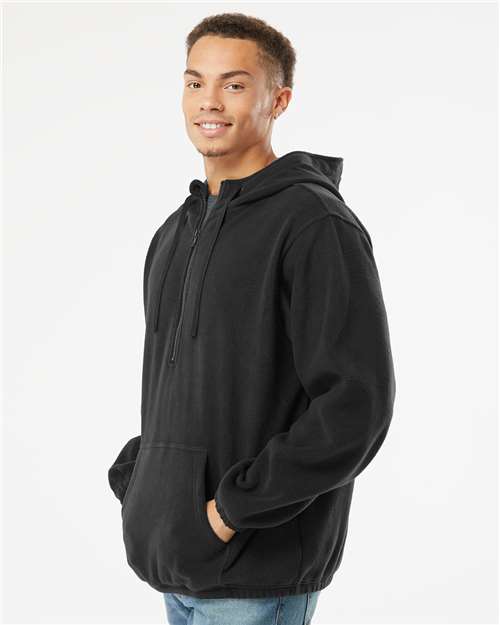 Men's Polar Fleece Quarter-Zip Hooded Pullover