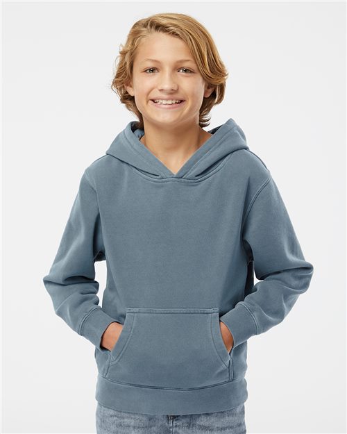 Independent Trading Co. PRM1500Y Youth Midweight Pigment-Dyed Hooded Sweatshirt Model Shot