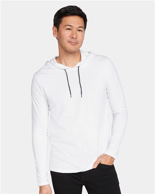 Gildan 987 Softstyle® Lightweight Hooded Long Sleeve T-Shirt Model Shot
