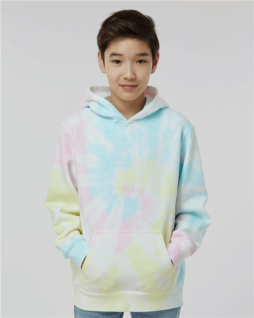 Independent Trading Co. PRM1500TD Youth Midweight Tie-Dye Hooded Pullover Model Shot
