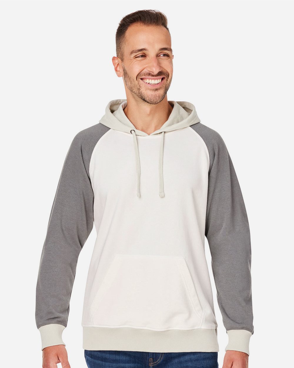 J. America 8886 - Vintage Tricolor Hooded Sweatshirt 