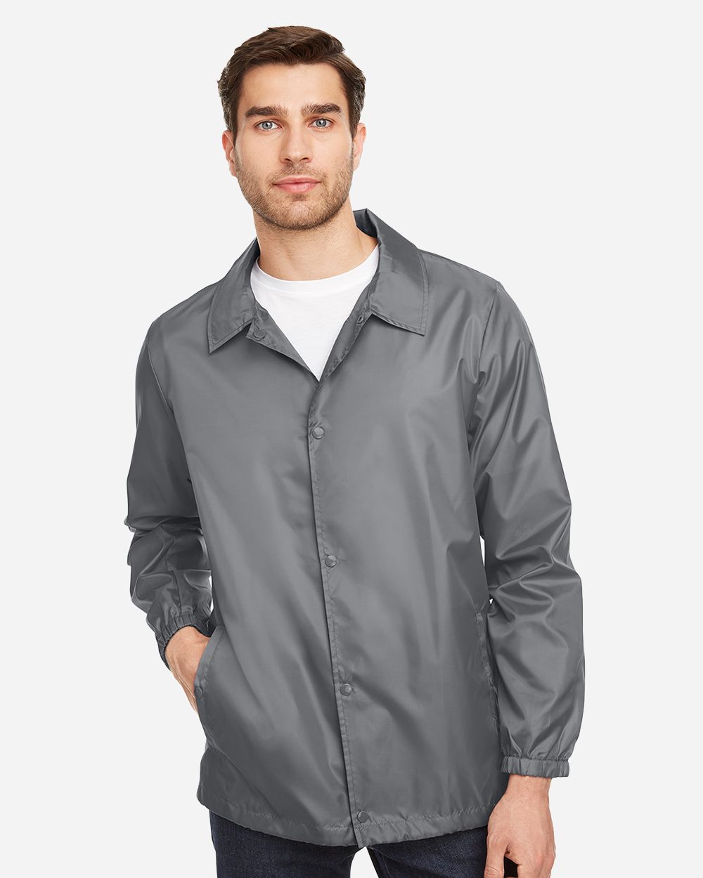 ★ SATUR ★TEO NYLON COACH JACKET Blue Nylon Coach Jacket | Theory