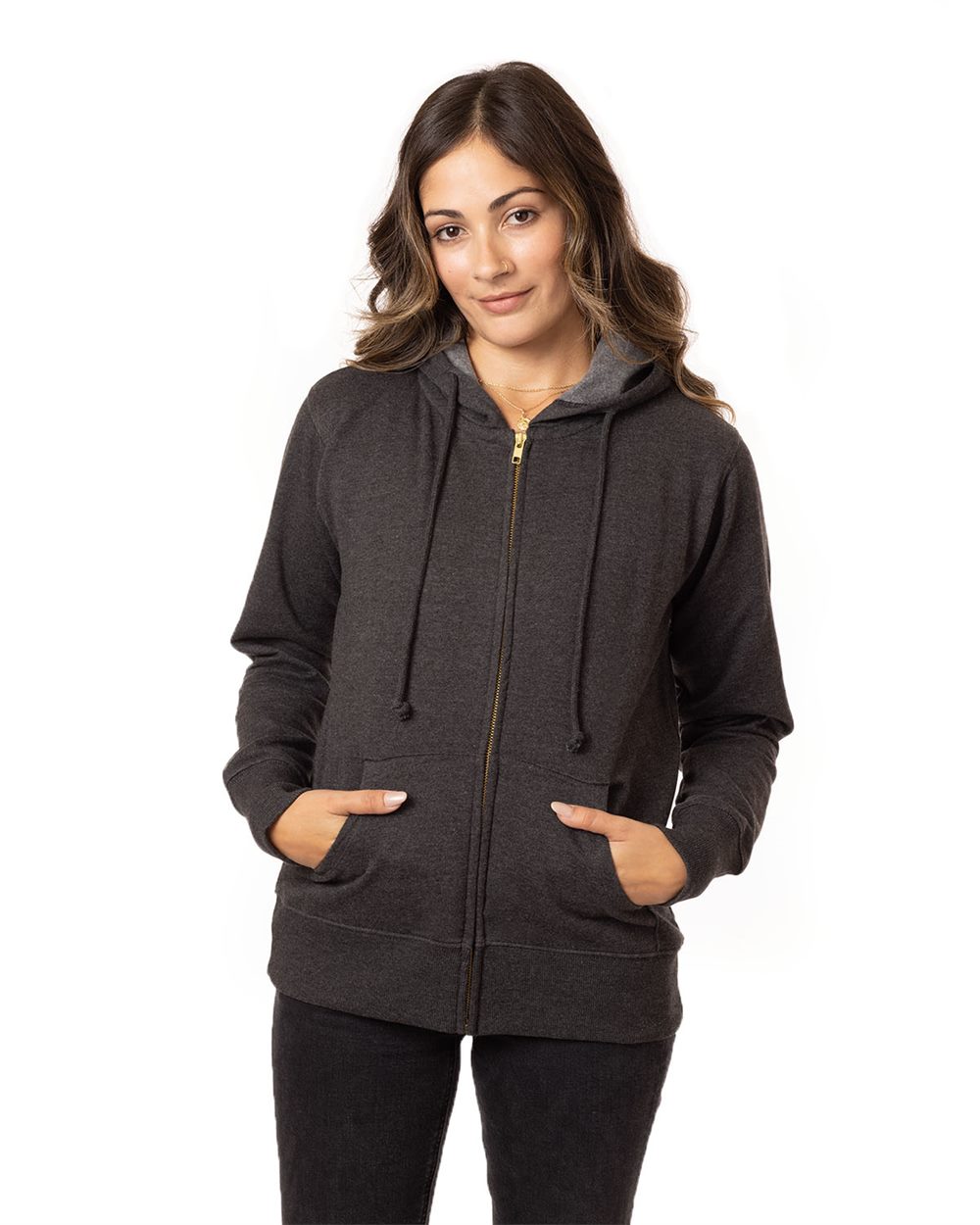 Econscious EC4580 Women's Heathered FullZip Hooded Sweatshirt