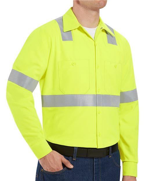 Una noche Abrazadera Presunto Red Kap SS14HV - Camisa de trabajo de manga larga de seguridad de alta  visibilidad