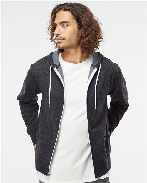 Independent Trading Co. AFX90UNZ Unisex Lightweight Full-Zip Hooded Sweatshirt Model Shot