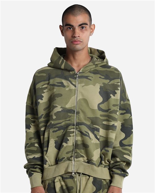 Unisex Garment-Dyed Cropped Full-Zip Hooded Sweatshirt