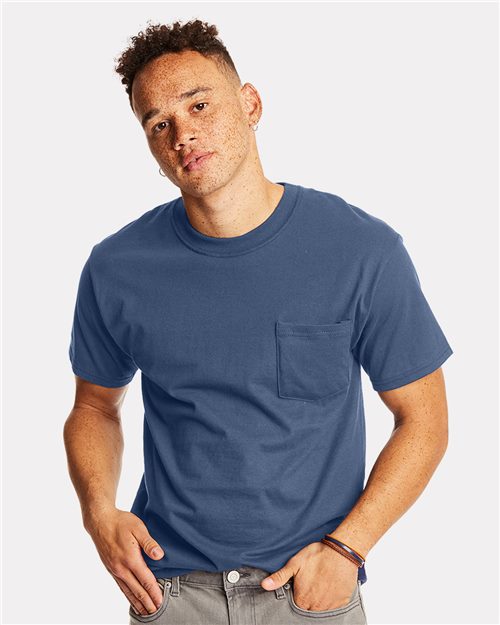 Hanes Beefy-T TAGLESS POCKET T-Shirt NEW 6.1 oz 100% Cotton 5190 Mens S-3XL Tee