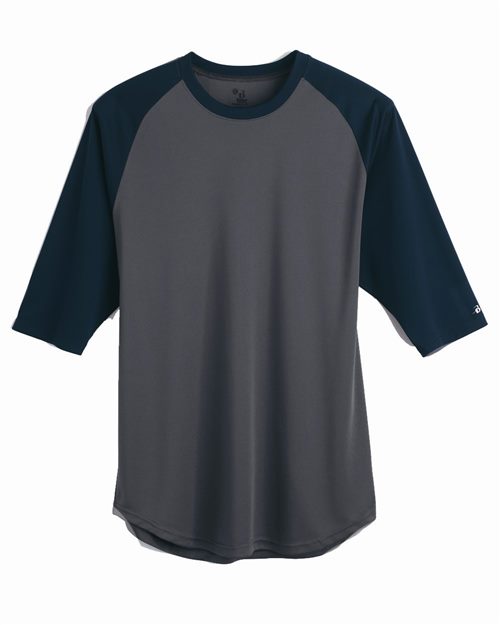 Badger 4133 B-Core Three-Quarter Sleeve Baseball T-Shirt Model Shot