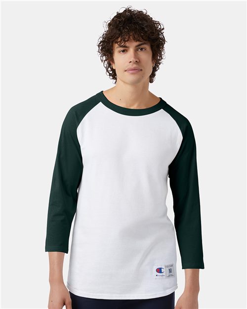 Champion T137 Three-Quarter Raglan Sleeve Baseball T-Shirt Model Shot