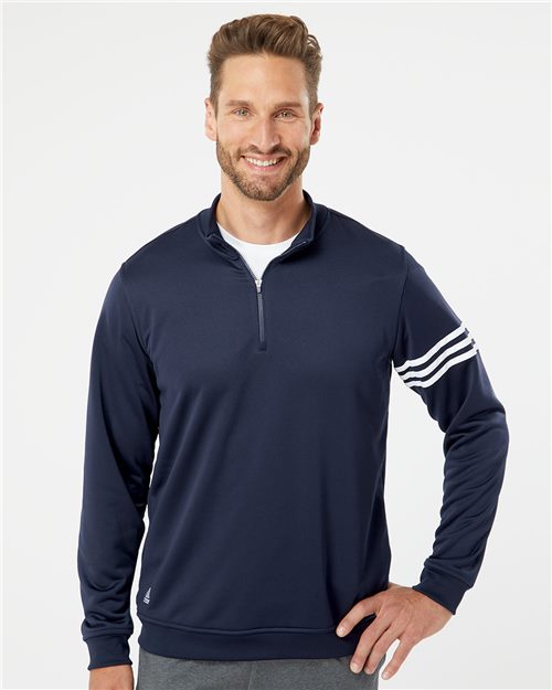 Adidas A190 3-Stripes French Terry Quarter-Zip Pullover Model Shot