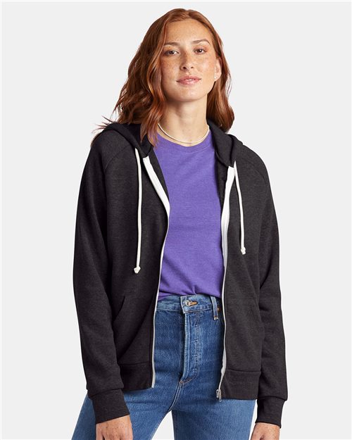 Alternative 9573 Women’s Adrian Eco-Fleece Full-Zip Hooded Sweatshirt Model Shot