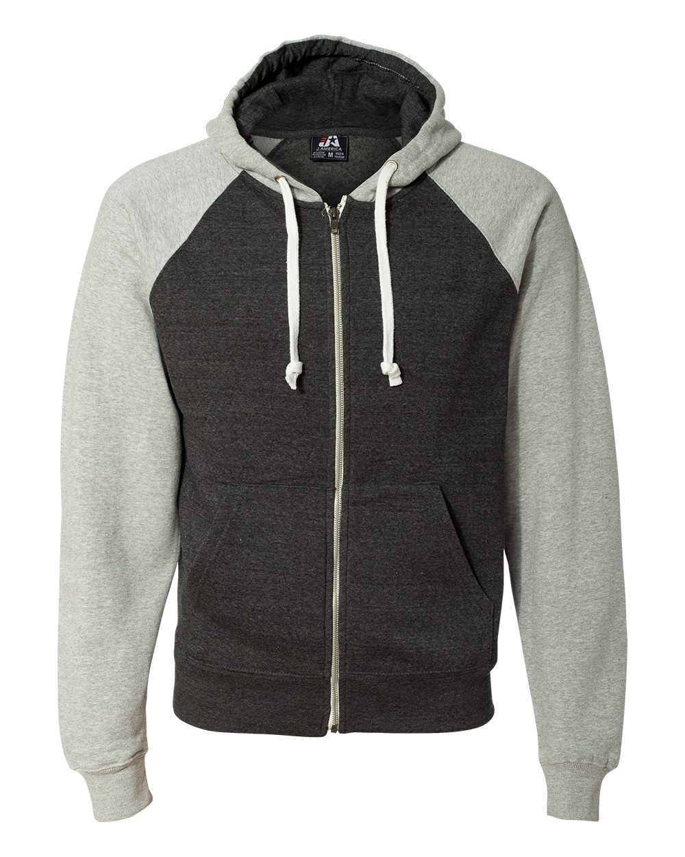 J. America 8874 - Triblend Raglan Full-Zip Hooded Sweatshirt