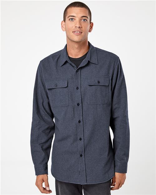 Burnside 8200 Solid Long Sleeve Flannel Shirt Model Shot