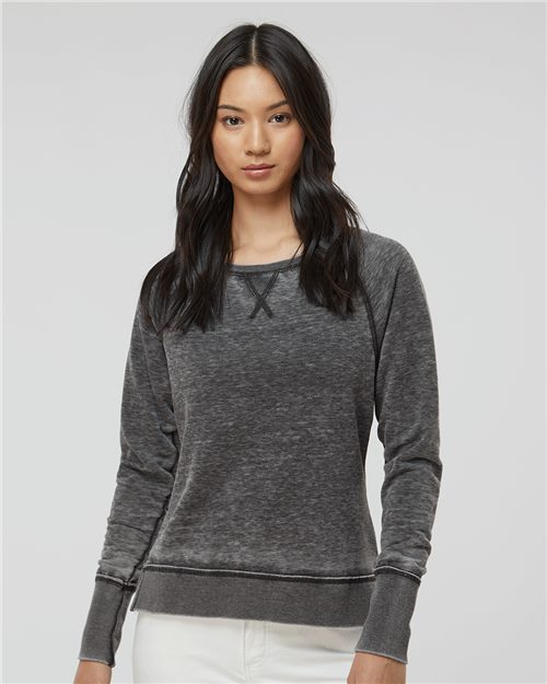 J. America 8927 Women’s Zen Fleece Raglan Sweatshirt Model Shot