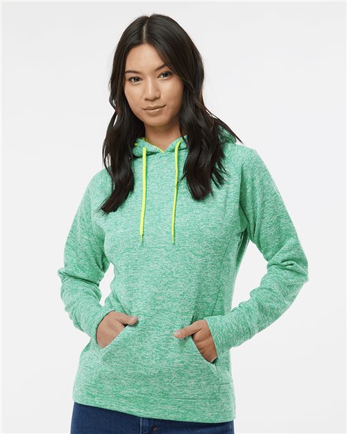 J. America 8616 Women’s Cosmic Fleece Hooded Sweatshirt Model Shot