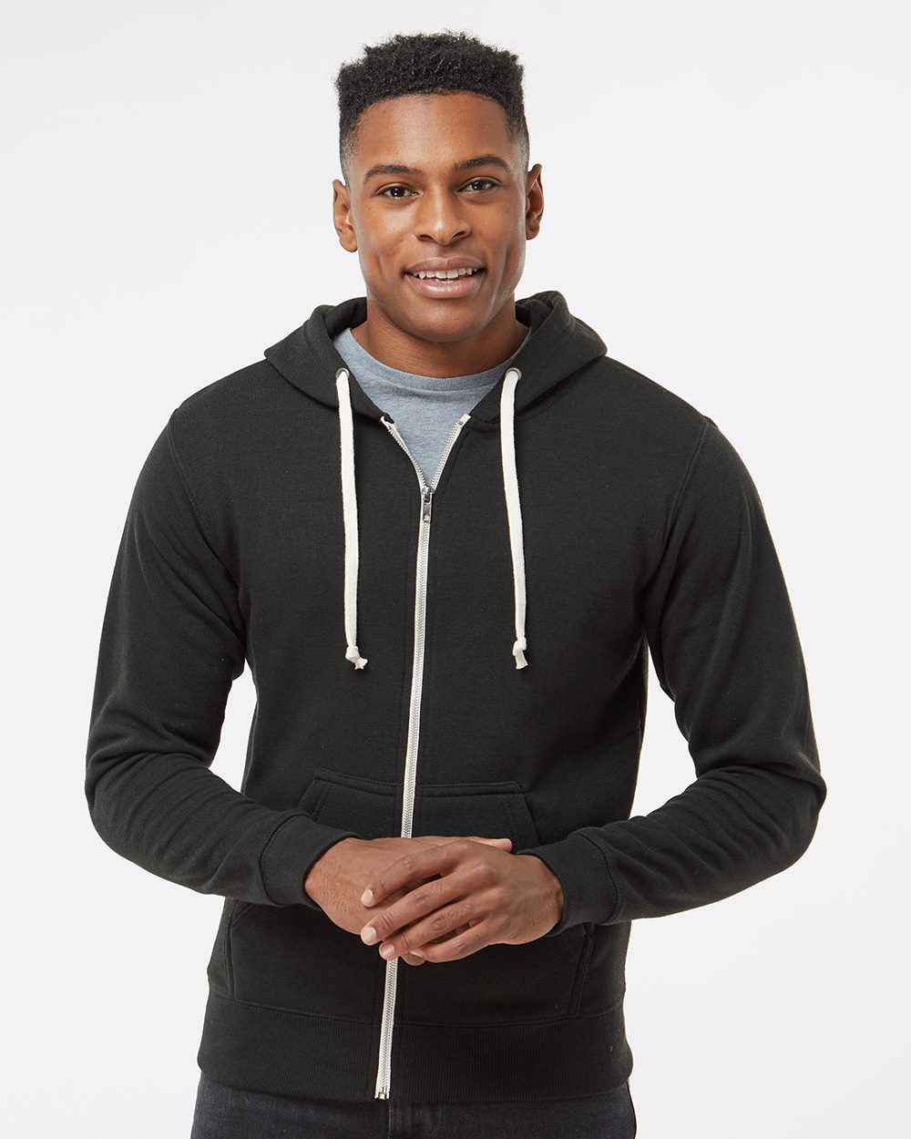 J. America 8872 - Triblend Full-Zip Hooded Sweatshirt
