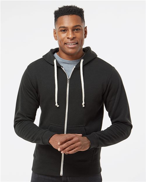 J. America 8872 Triblend Full-Zip Hooded Sweatshirt Model Shot