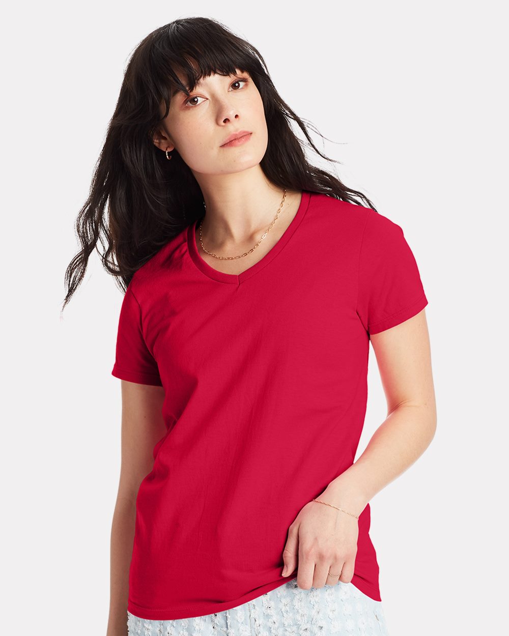 Hanes Womens Tagless V Neck T Shirt Comfort soft cotton Vneck Tee S-3XL 5780 