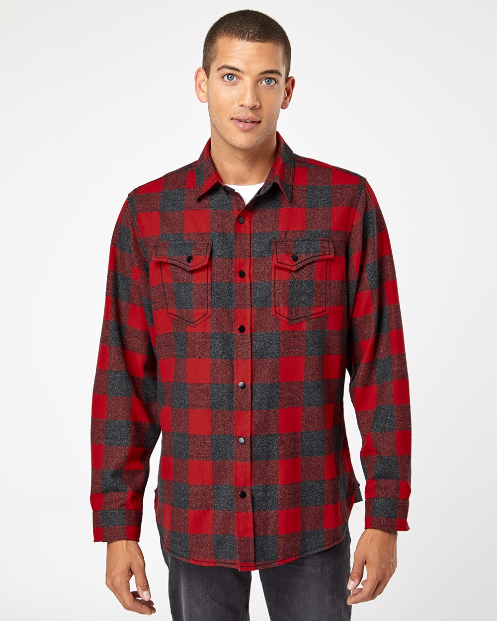 Burnside 8219 - Snap Front Long Sleeve Plaid Flannel Shirt