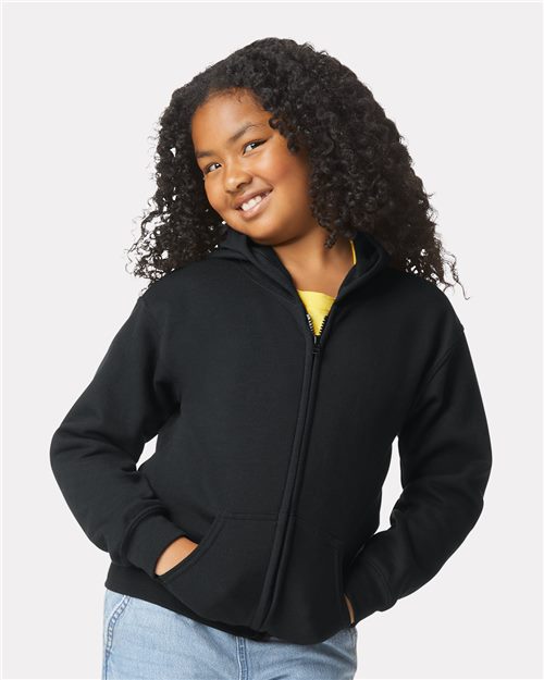 Gildan 18600B Heavy Blend™ Youth Full-Zip Hooded Sweatshirt Model Shot