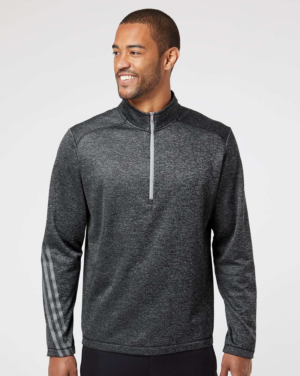 Adidas A284 - Brushed Terry Heathered Quarter-Zip Pullover