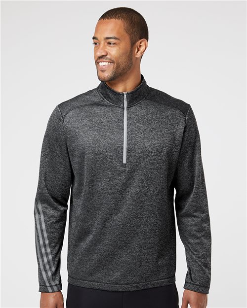 Adidas A284 Brushed Terry Heathered Quarter-Zip Pullover Model Shot