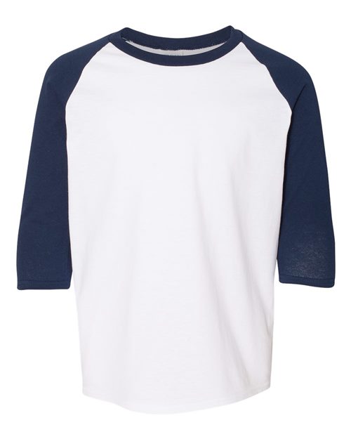 Gildan 5700B Heavy Cotton™ Youth Raglan Three-Quarter Sleeve T-Shirt Model Shot